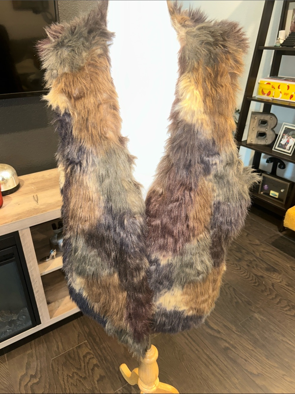 Guess Brown, Tan, Gray Faux Fur Vest